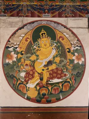 Mural painting of guardian god in Dagana Dzong