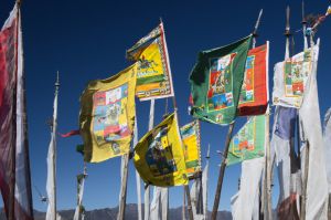 Prayer flags in Chele-la pass