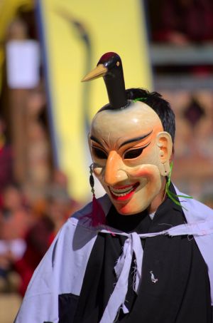 Masked dancer during Black Neck Crane festival, Gangtey