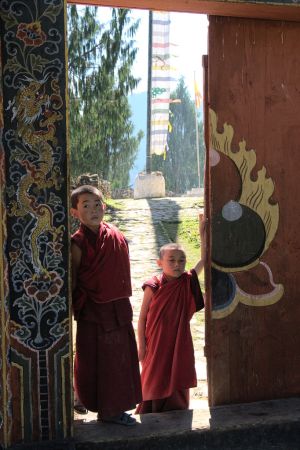 Small monks in Gasa dzong