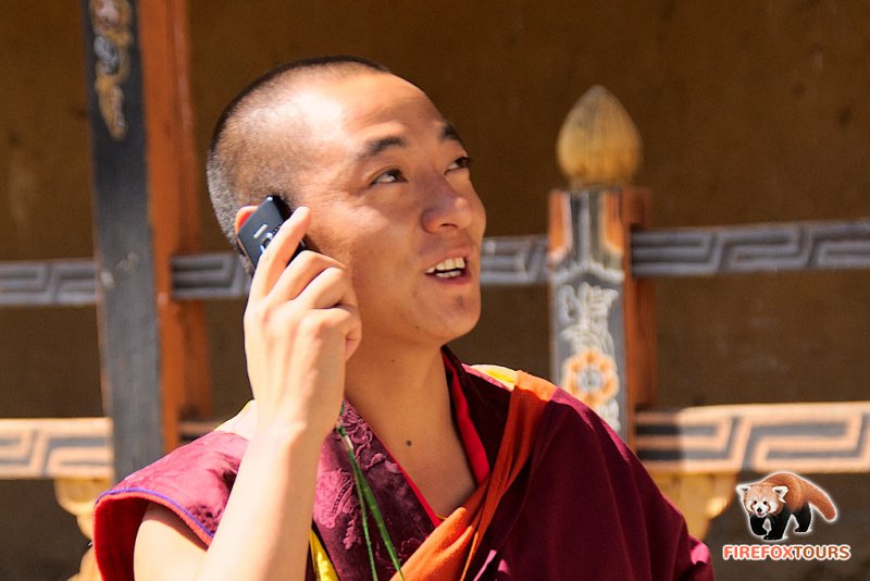 Monk talking phone