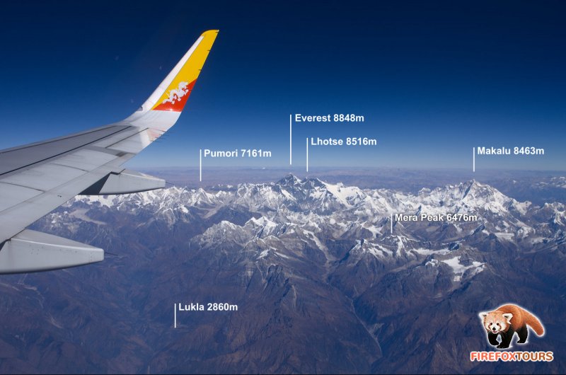 View if Everest region from Paro to Kathmandu flight