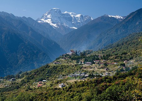 Gasa dzong and Kang Bum peak